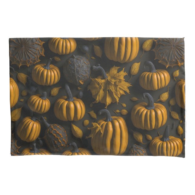 Autumn unique background design with pumpkins  pillow case (Front)