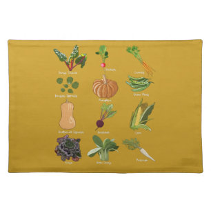 Autumn Veggies Fall Vegetable Harvest Cloth Placemat