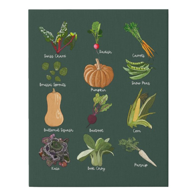 Autumn Veggies Funny Types of Fall Vegetables Faux Canvas Print (Front)