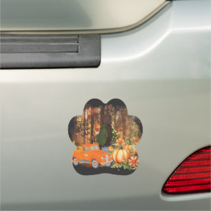 Autumn Vibes, A Car Loaded With Pumpkin Magnet