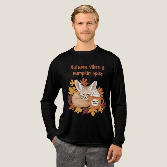 Autumn Vibes and Pumpkin Spice – Cozy Fox Fall Des Tri-Blend Shirt (Full Front)