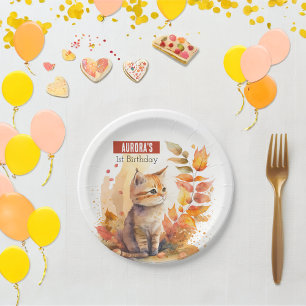 Autumn vibes Cat - Birthday Party - Paper Plates