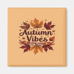 Autumn Vibes Cozy Fall Leaves Design Magnet