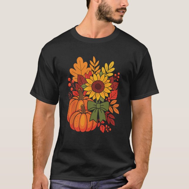 Autumn Vibes Cozy Season Pumpkin Patch Fall Celebr T-Shirt (Front)