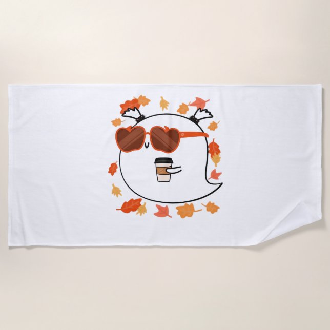Autumn Vibes Cute Ghost Classic T-Shirt Beach Towel (Front)