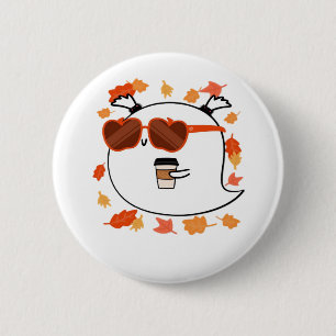 Autumn Vibes Cute Ghost Classic T-Shirt Button