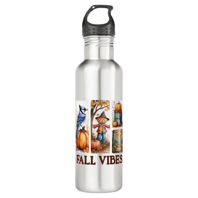 Autumn Vibes Fall Vibes Stainless Steel Water Bottle (Front)