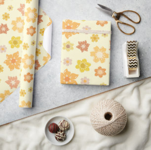 Autumn Vibes: Golden Blossom Seamless Thanksgiving Wrapping Paper