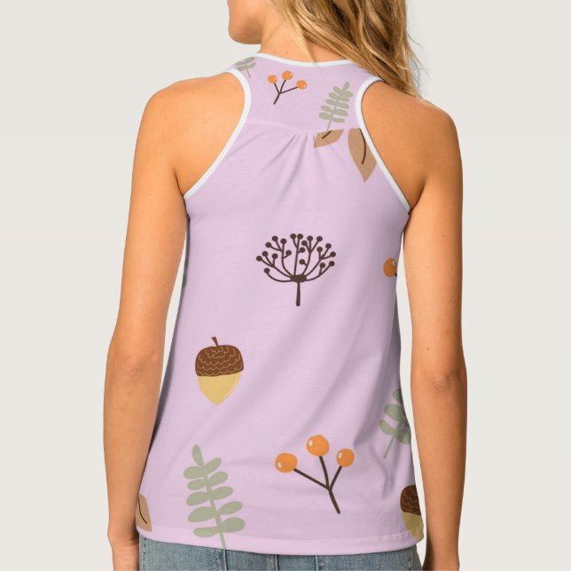 Autumn Vibes Leaf Pattern Art Tank Top (Back)
