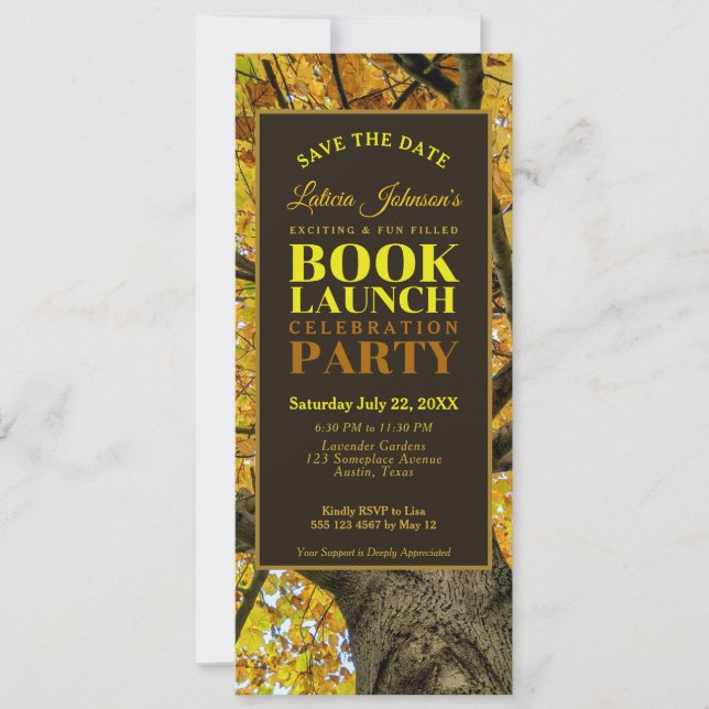 Autumn Vibes Nature Book Launch Save the Date Invitation (Front)