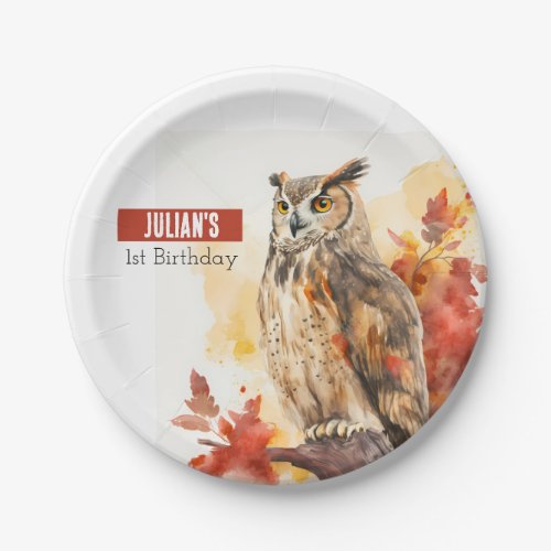 Autumn vibes Owl _  Birthday Party _ Paper Plates