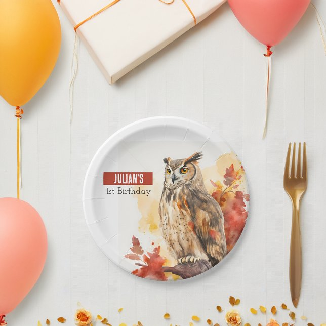Autumn vibes Owl -  Birthday Party - Paper Plates (Creator Uploaded)