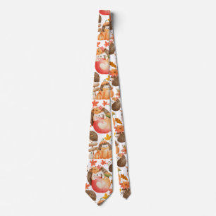 Autumn vibes Pattern Porcupine Neck Tie