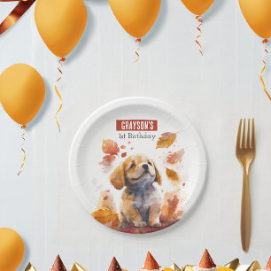 Autumn vibes Puppy - Birthday Party - Paper Plates