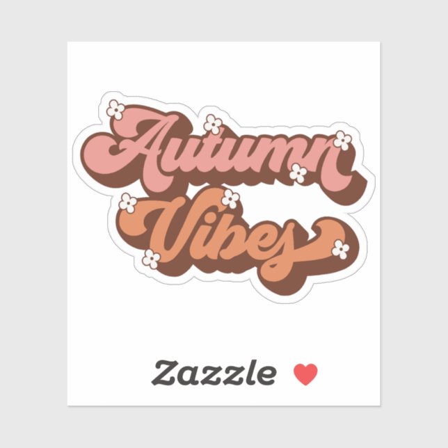 Autumn Vibes Retro Text and Dainty Flowers Sticker (Sheet)