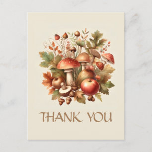 Autumn vibes vintage nature mushroom acorn apple postcard