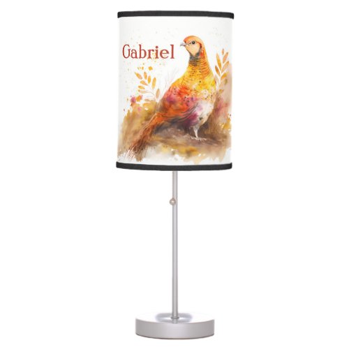 Autumn Vibes Watercolor Pheasant _ Personalized   Table Lamp