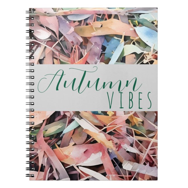 Autumn Vibes Watercolour Leaf Spiral Notebook (Front)