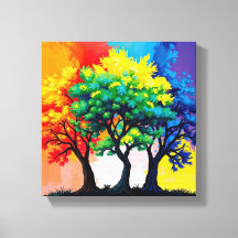Autumn Vibrant Trees Wall Art 3D Multicolor