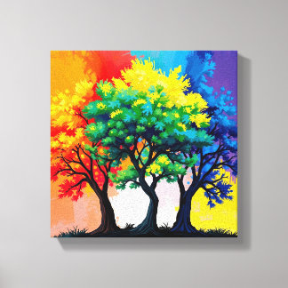 Autumn Vibrant Trees Wall Art 3D Multicolor
