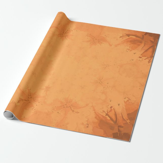 Autumn Victorian Brown Orange Pattern Wrapping Paper (Unrolled)