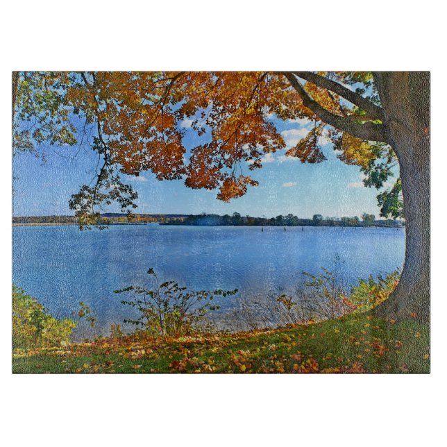 Autumn View Glass Cutting Board (Front)