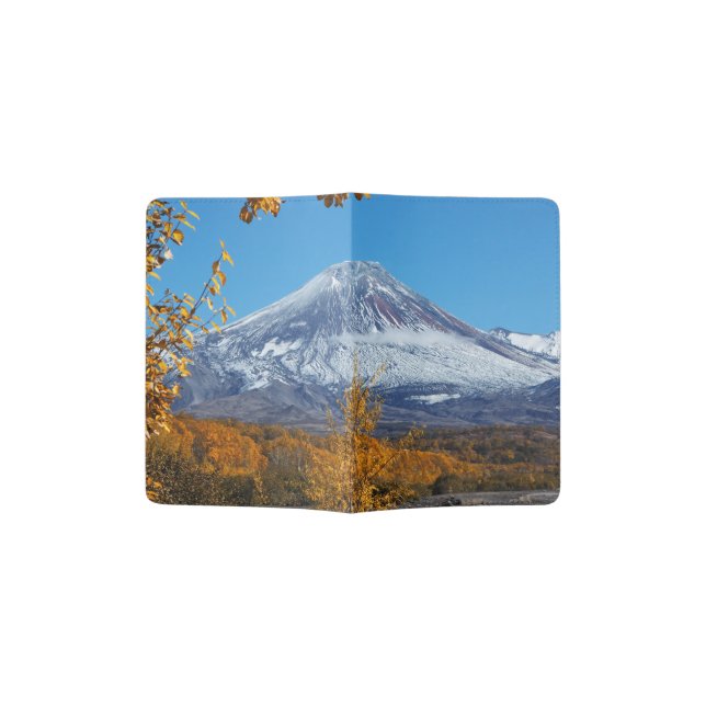 Autumn view of active volcano and its foot passport holder (Opened)