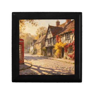 Autumn Village Scene in Golden Light Gift Box