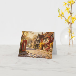 Autumn Village Scene in Golden Light Greeting Card