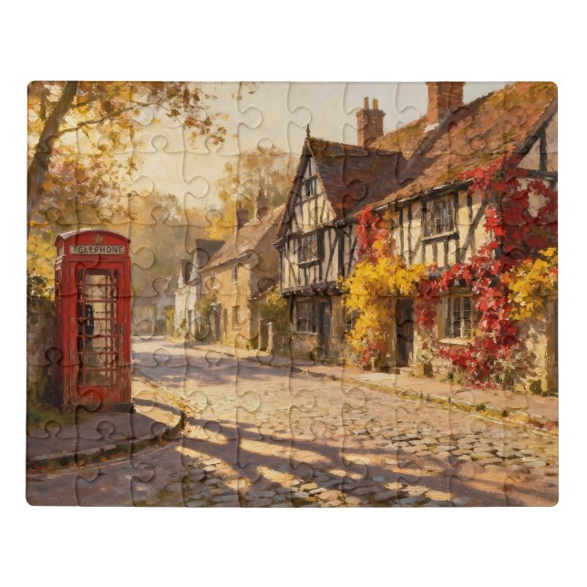 Autumn Village Scene in Golden Light  Jigsaw Puzzle (Puzzle Horizontal)