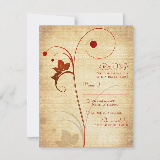Autumn Vine Berries Wedding RSVP Reply (Front)