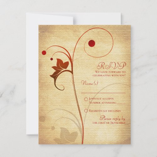 Customizable Autumn Wedding RSVP Reply Card
