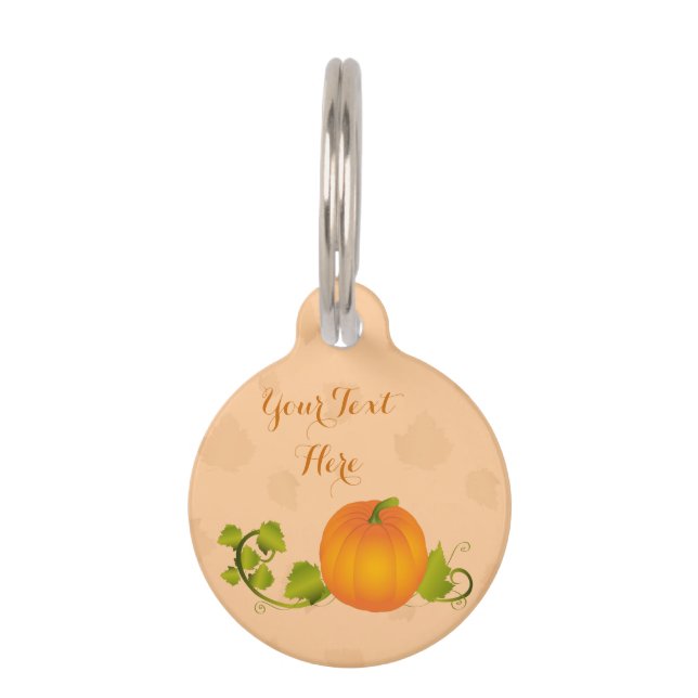 Autumn Vine Pumpkin with Customizable Text Pet Tag (Front)