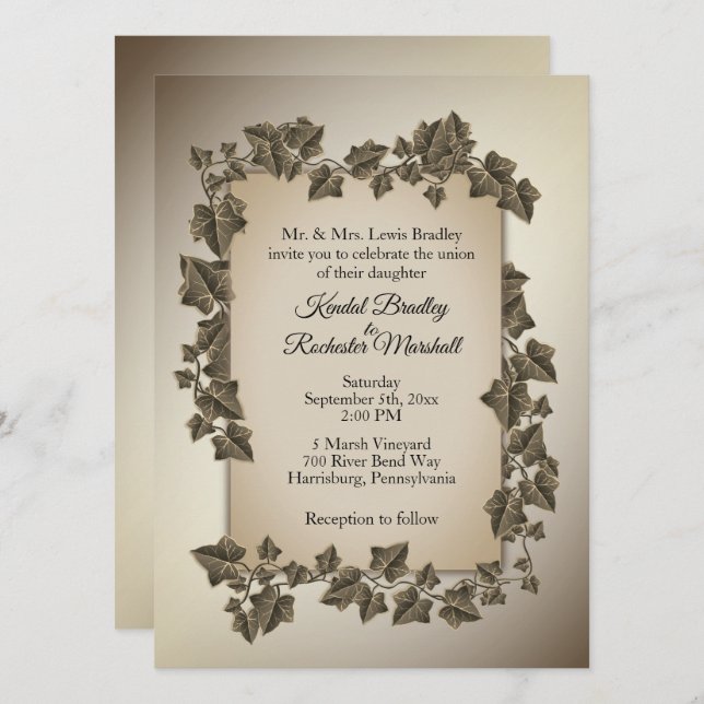 Autumn Vines Wedding Invitation 5.5" x 7.75" (Front/Back)