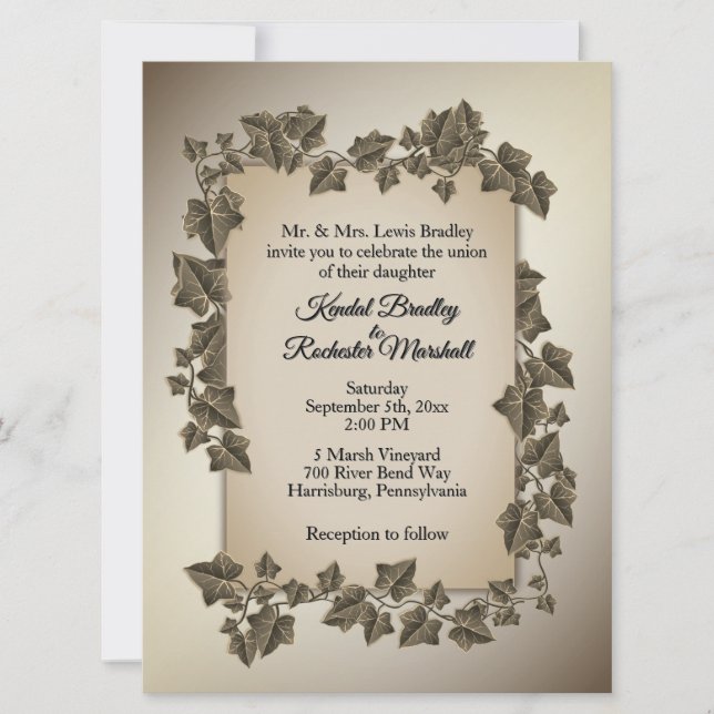 Autumn Vines Wedding Invitation 6.5" x 8.75" (Front)