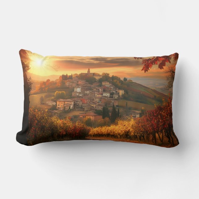 Autumn Vineyard View – Rectangular Accent Pillow (Front)