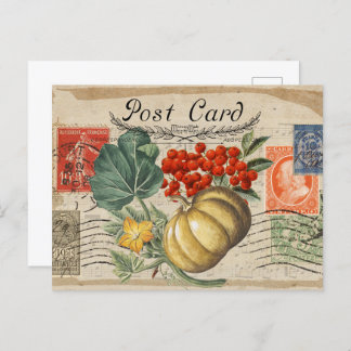 AUTUMN VINTAGE COLLAGE POSTCARD