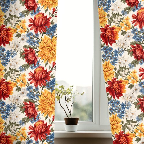 Autumn Vintage Floral Elegant Flower Pattern Blackout Curtains