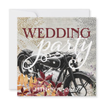 Autumn Vintage Motorbike Wedding Invitations