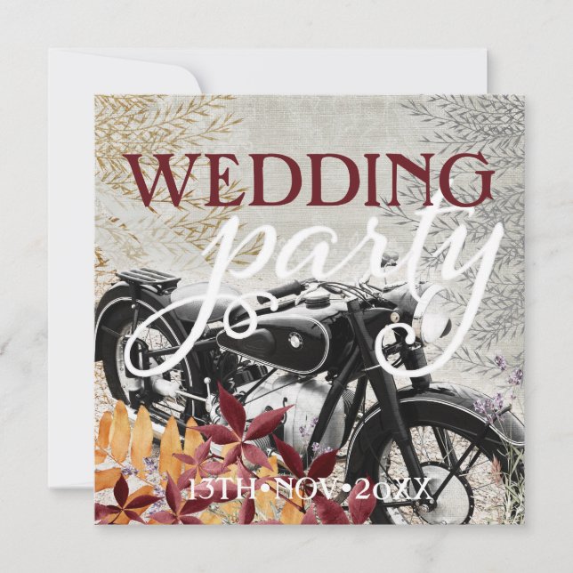 Autumn Vintage  Motorbike Wedding Invitations (Front)