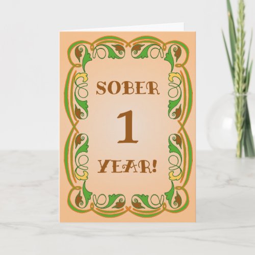 Autumn Vintage Sober Anniversary or Birthday Card