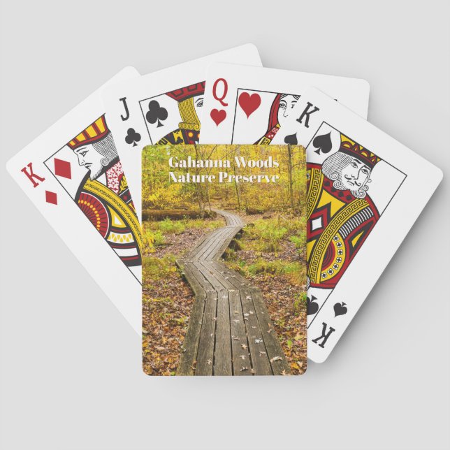 Autumn Walk in Gahanna Woods Nature Preserve Poker Cards (Back)