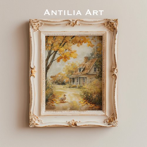 Autumn Walking Duck Painting Fall Country House Poster