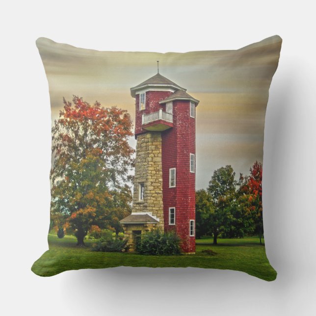 Autumn Water Tower Throw Pillow (Front)