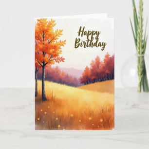 Autumn Watercolor Birthday Card
