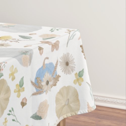 Autumn Watercolor Blue Pumpkin Tablecloth