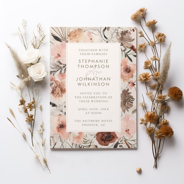 Autumn Watercolor Boho Floral Wedding Invitation (Autumn Watercolor Boho Floral Wedding Invitation)