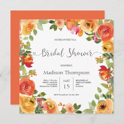 Autumn Watercolor Bridal Shower Invitation