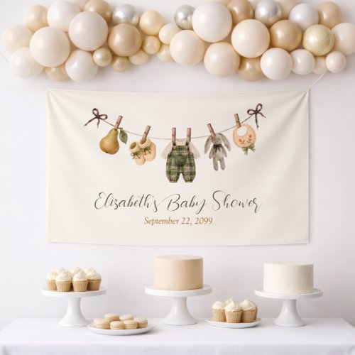 Autumn Watercolor Clothesline Baby Shower Banner
