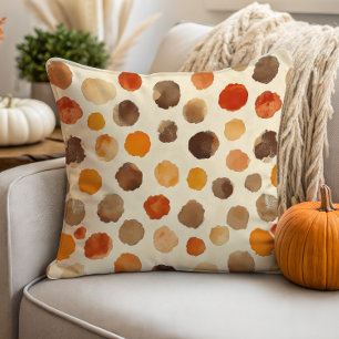 Autumn Watercolor Dots on Cream Throw Pillow
